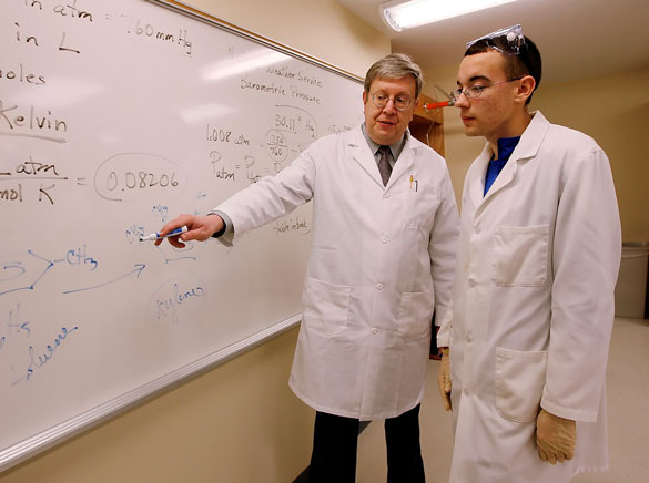 Spalding professor and student at whiteboard