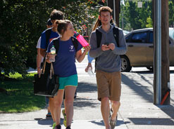 Spalding students walking down sidewalk