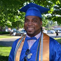 Chauncey Burnett in blue cap and gown