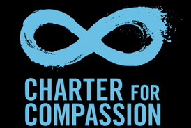 Blue Charter for Compassion logo with infinity symbol
