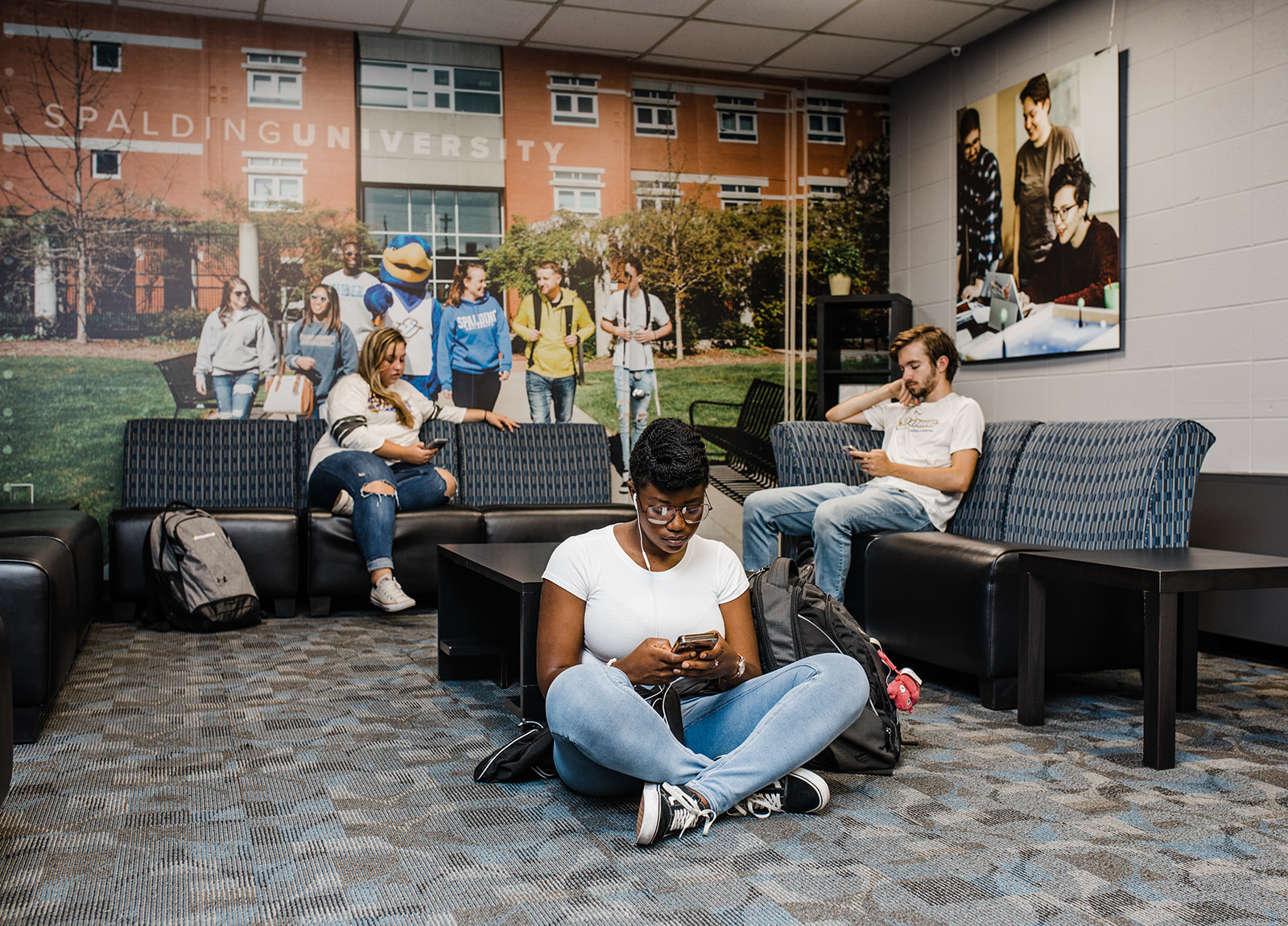 Students hanging out in Morrison Hall common area