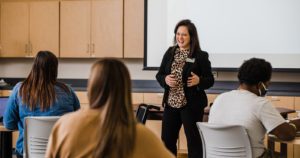 professor engages students in classroom learning