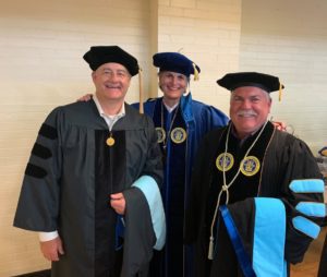 Spalding President Tori Murden McClure and trustees Paul Ratterman and John Malloy at Commencement