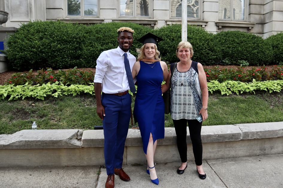 Spalding grad with mom and boyfriend