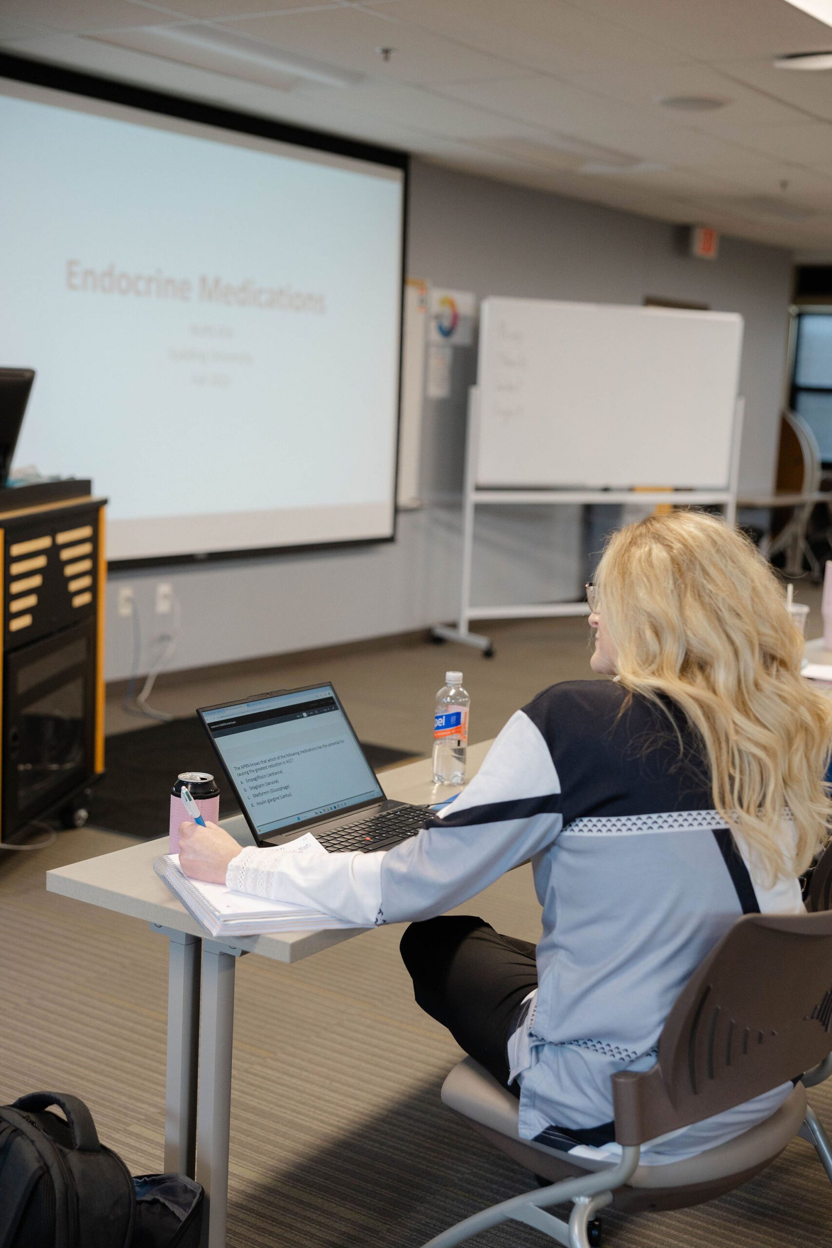 a student on her laptop