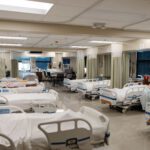 Hospital beds in the Spalding University Bailen Sim Lab